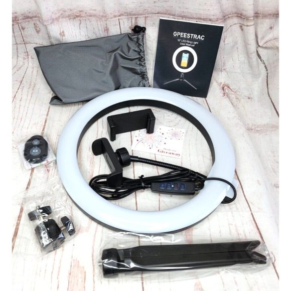 10" Ring Light with Tripod Stand LED Circle Lights Vlog Phone Holder GPEESTRAC - Picture 7 of 9